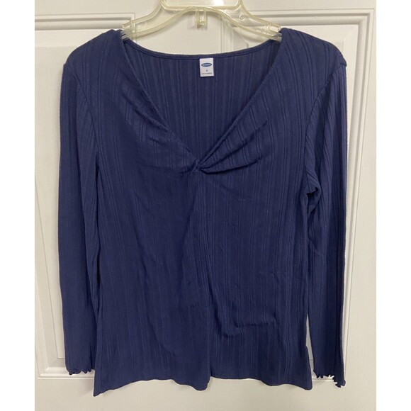 Old Navy Top Womens Small Blue Sweetheart Long Sleeved Ribbed Knit - Picture 5 of 9